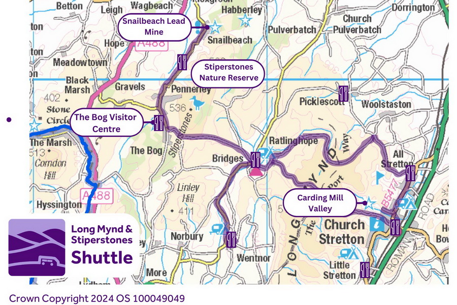 map to show the route of the shuttle bus